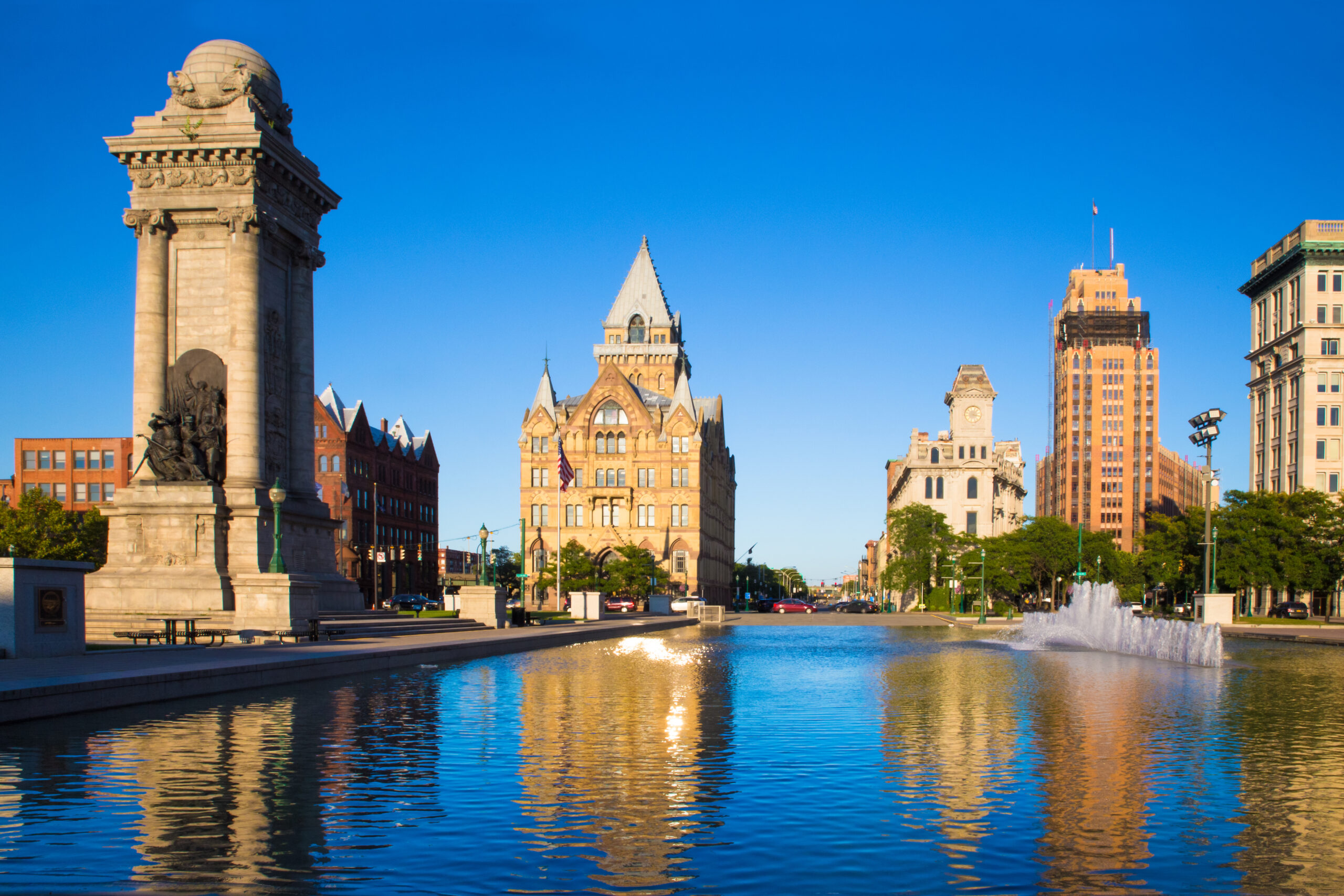 Downtown Syracuse New York with view of historic buildings